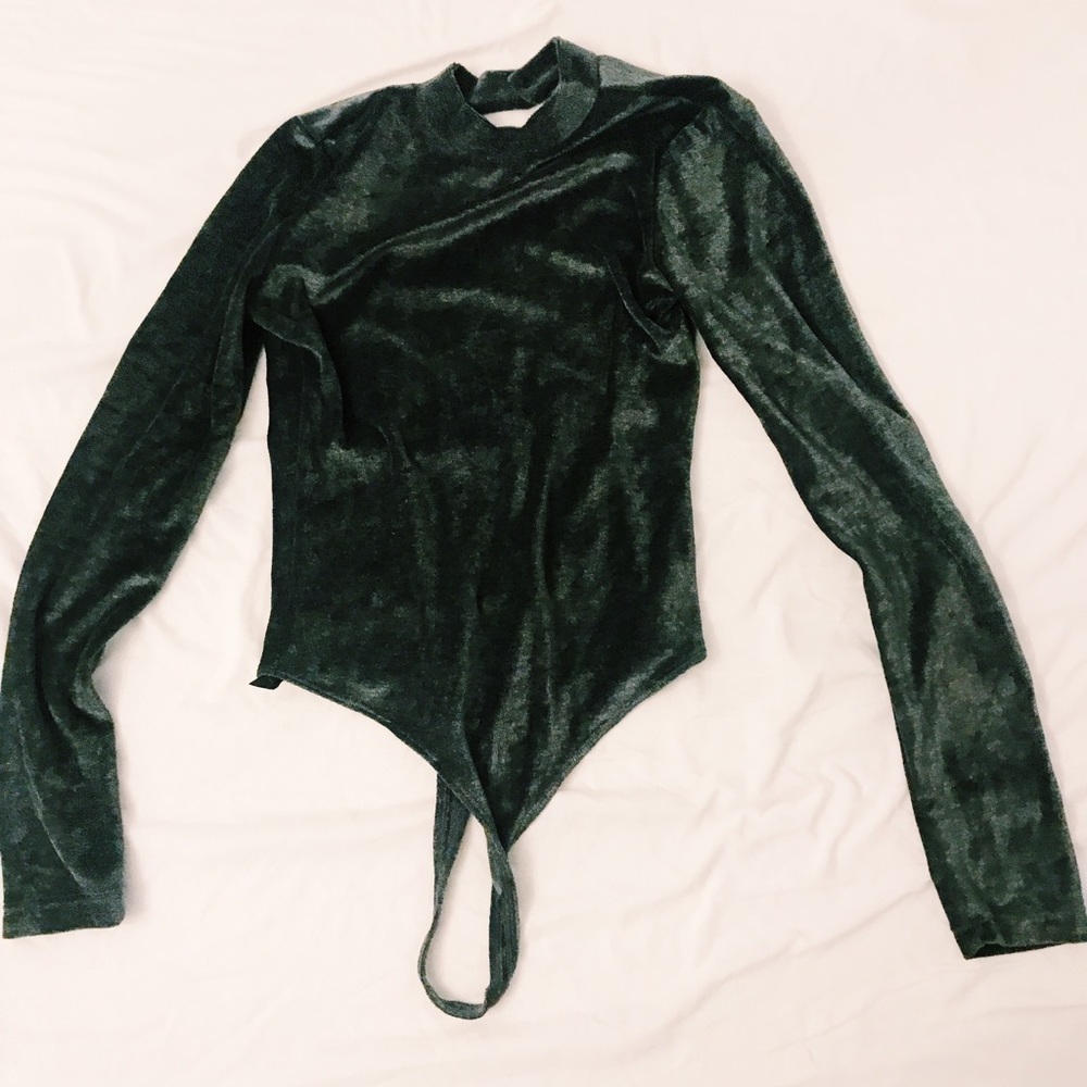 Urban Outfitters velvet open back bodysuit